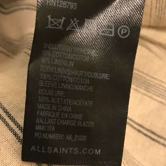 All Saints Spitalfields Lined Blazer Sport Coat - Picture 6 of 6